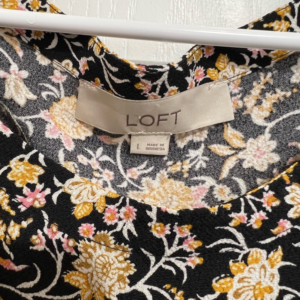 LOFT Floral Black and Yellow Dress - Picture 4 of 12